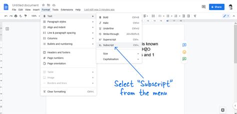 how to write a subscript in google docs