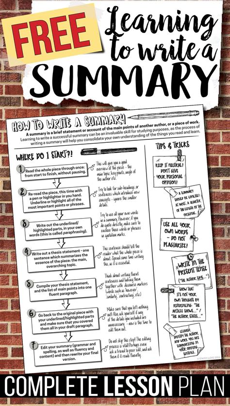 how to write a summary of a lesson