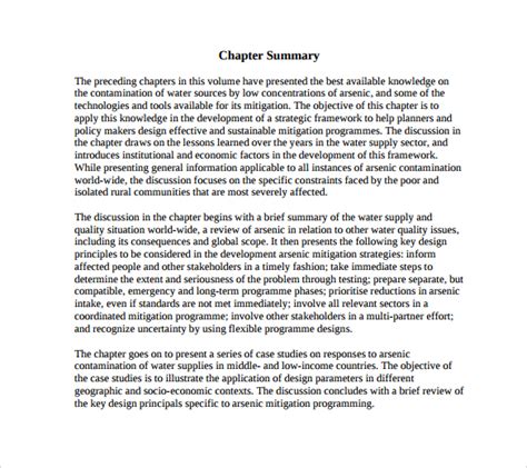 how to write a summary of a textbook chapter example