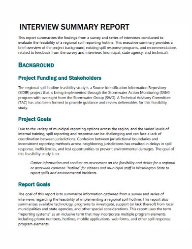 how to write a summary report of an interview