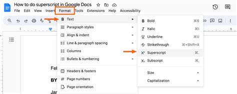 how to write a superscript in docs