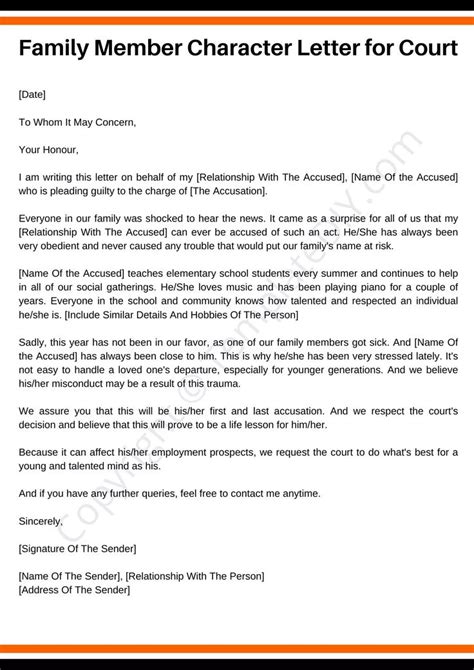 how to write a support letter to a judge from a family member