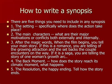 how to write a synopsis of a presentation