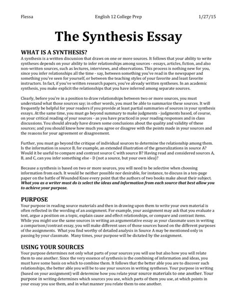 how to write a synthesis example