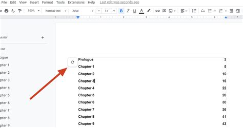 how to write a table of contents in google docs