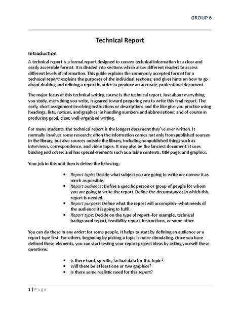 how to write a technical report introduction