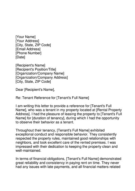 how to write a tenancy reference letter