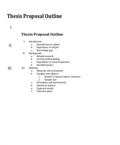 how to write a thesis outline