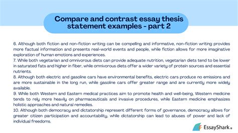 how to write a thesis statement for a compare and contrast essay examples