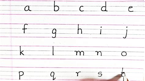 how to write a to z in 4 line notebook