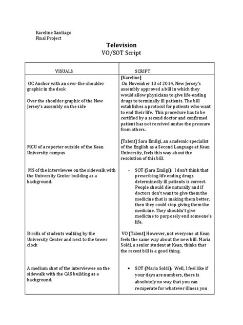 how to write a vo sot script