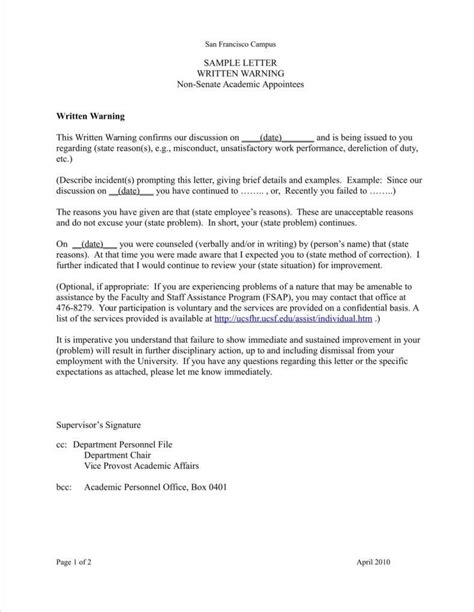 how to write a warning letter to a student