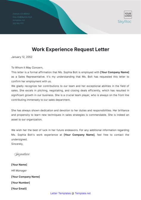 how to write a work experience request email