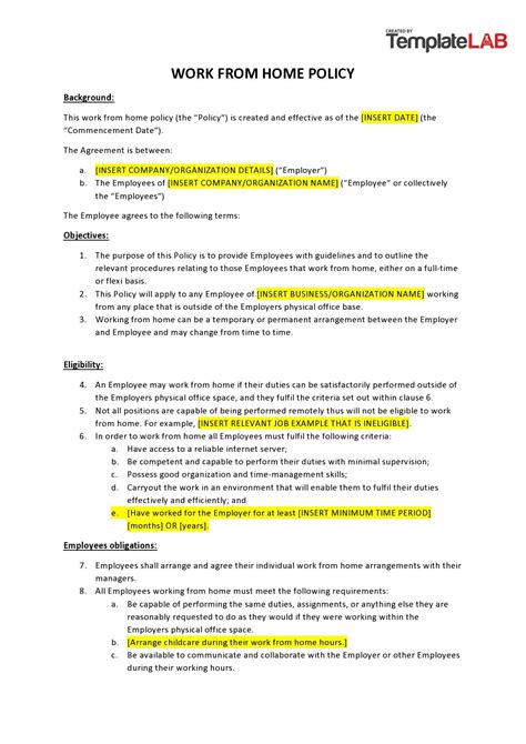 How To Write A Work From Home Policy