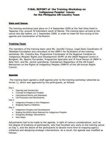 how to write a workshop report example