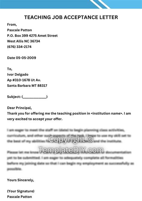 how to write acceptance letter for teaching appointment
