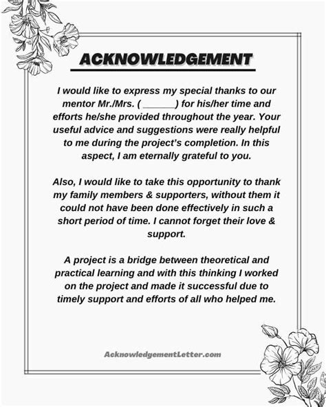 how to write acknowledgement for science project
