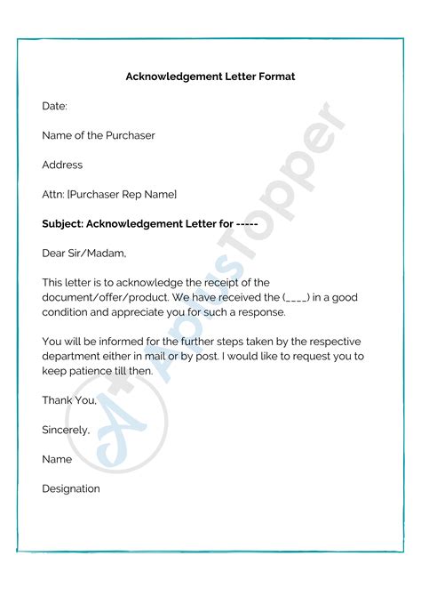 how to write acknowledgement form