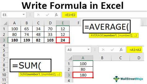 how to write add formula in excel