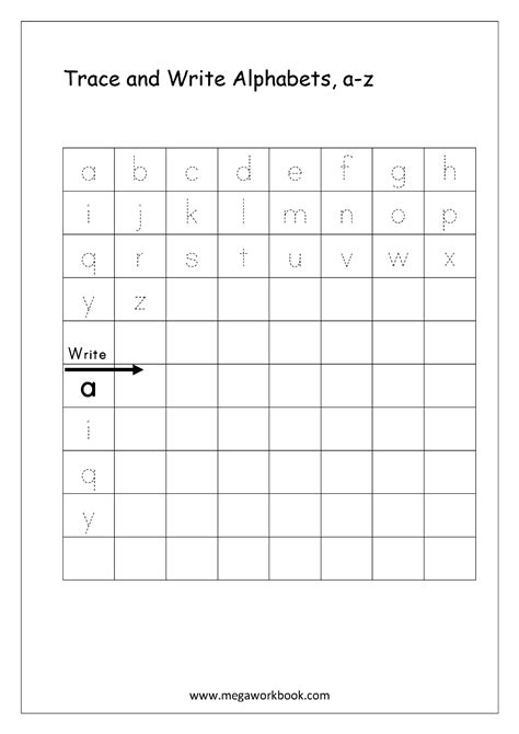 how to write alphabet a to z in english