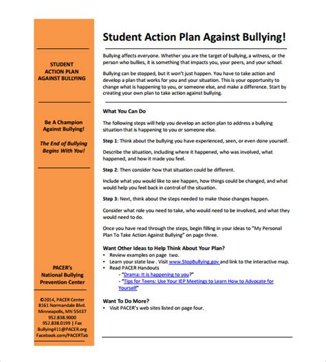 how to write an action plan for students
