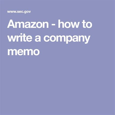 How To Write An Amazon Memo
