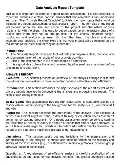 how to write an analysis report template
