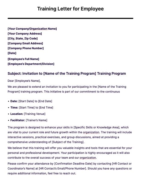 how to write an application letter for a training program