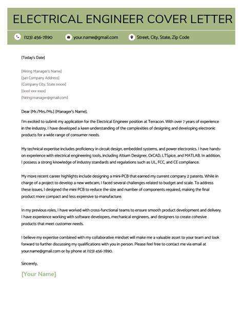 how to write an application letter for electrical engineering