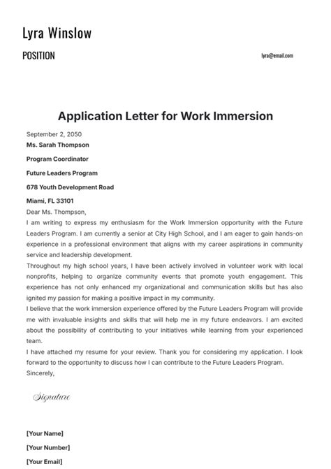 how to write an application letter for work study