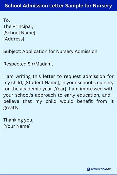 how to write an application letter to a nursery school