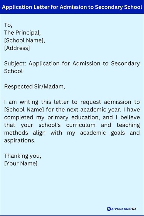 how to write an application letter to a school