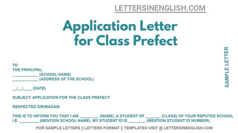how to write an application letter to be a school prefect