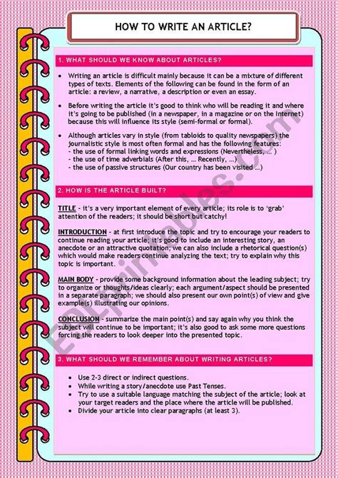How To Write An Article Esl