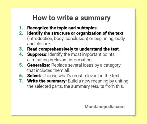 how to write an article summary step by step