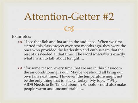 how to write an attention getter for an informative speech
