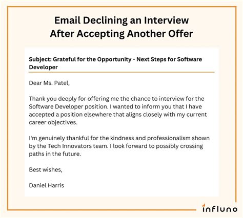 how to write an email to decline an interview