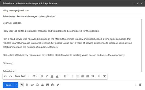 how to write an email when sending a resume