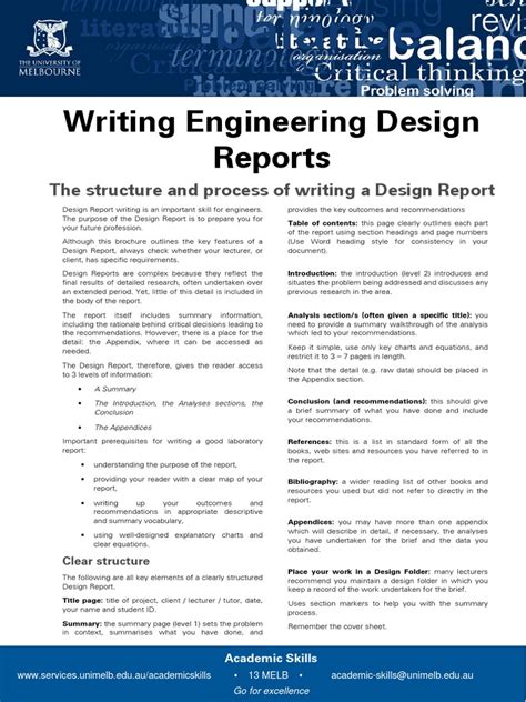 how to write an engineering design report
