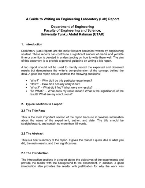 how to write an engineering lab report