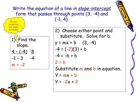 how to write an equation in slope intercept form