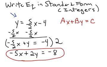 how to write an equation in standard form using integers