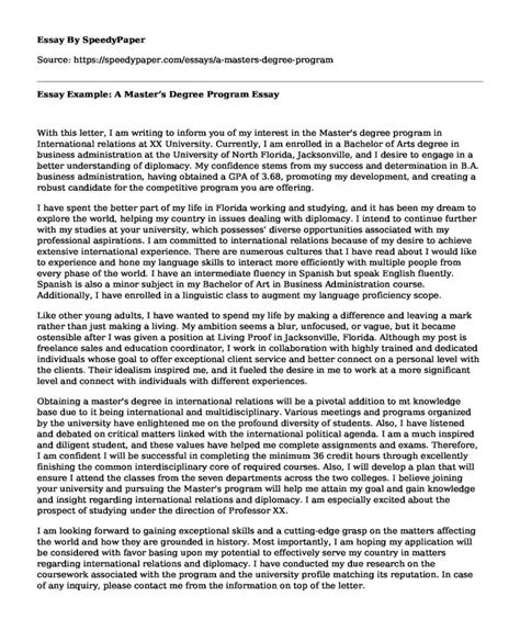 how to write an essay for a master's program