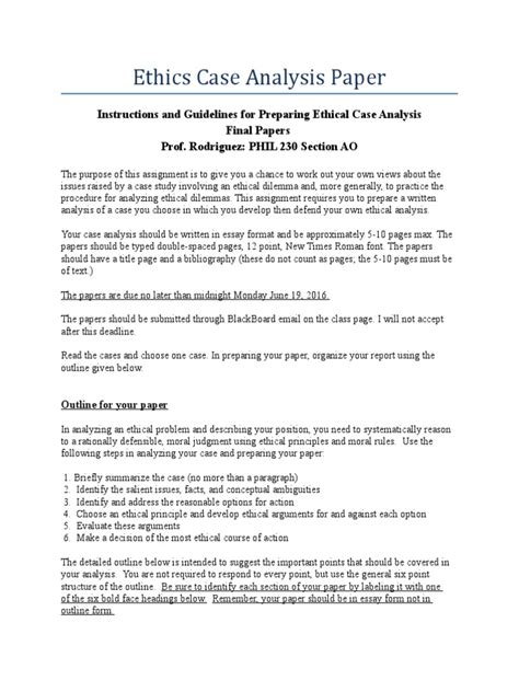 how to write an ethical case analysis