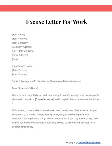 how to write an excuse email for work