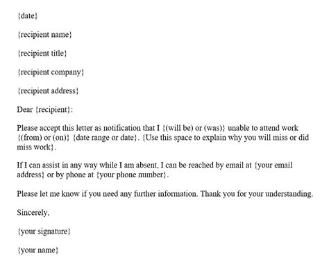 how to write an excuse letter for missing work