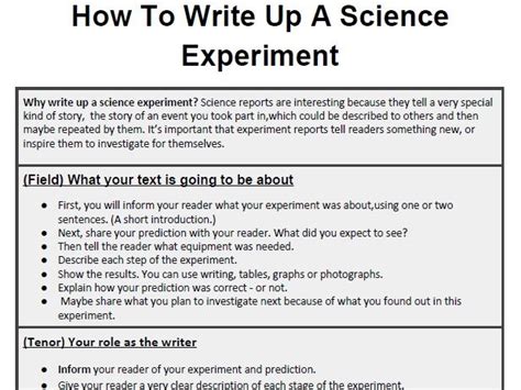 how to write an experiment in science