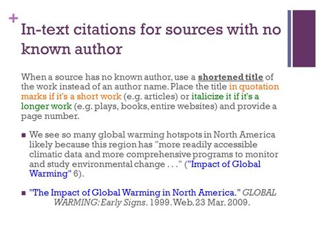 how to write an in text citation for an article with no author