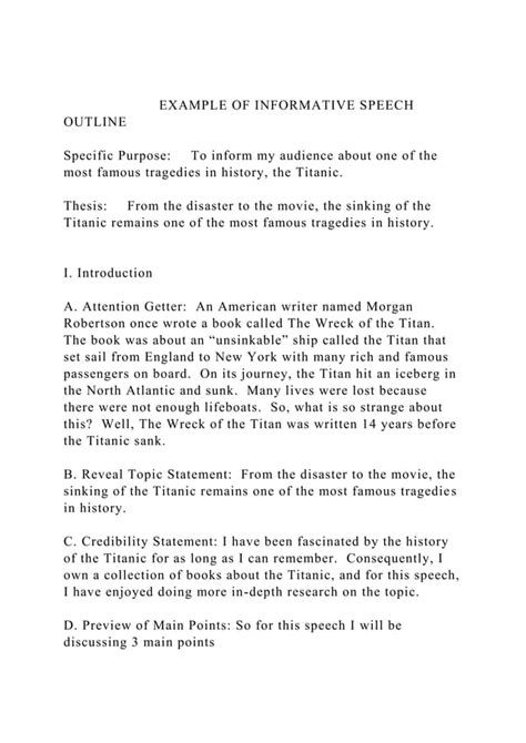 how to write an informative speech example