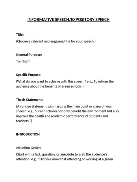 how to write an informative speech pdf